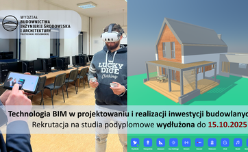 Gogle VR/AR oraz widok modelu 3D jednorodzinnego budynku mieszkalnego